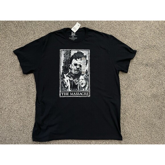 The Texas Chainsaw Massacre Tarot Shirt Mens Black Graphic Leatherface Size 2XL - Picture 1 of 5